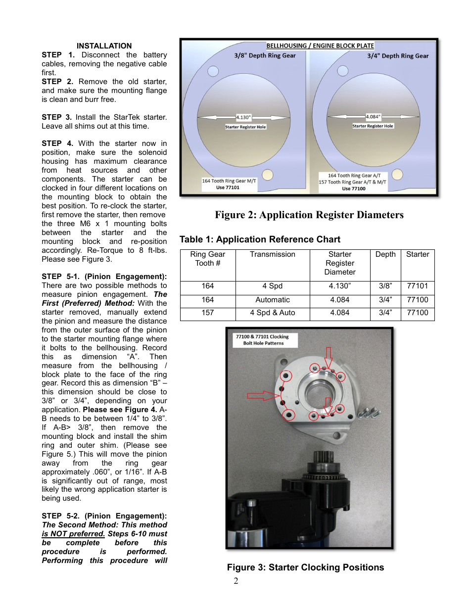 Figure 2: application register diameters | B&M 77101 STARTER, FORD, 3/8 DEPTH FLYWHEEL, 289, 302, 351W, 164 T MANUAL User Manual | Page 2 / 5