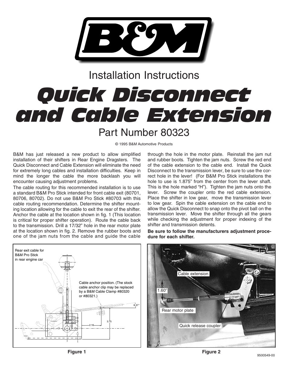 B&M 80323 QUICK DISCONNECT User Manual | 1 page