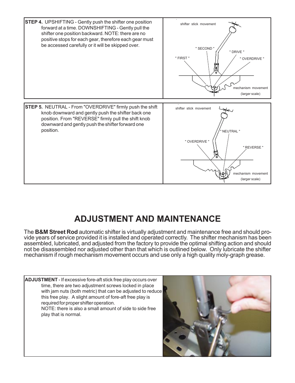 Adjustment and maintenance | B&M 81014 STREET ROD SHIFTER, 15 User Manual | Page 9 / 9