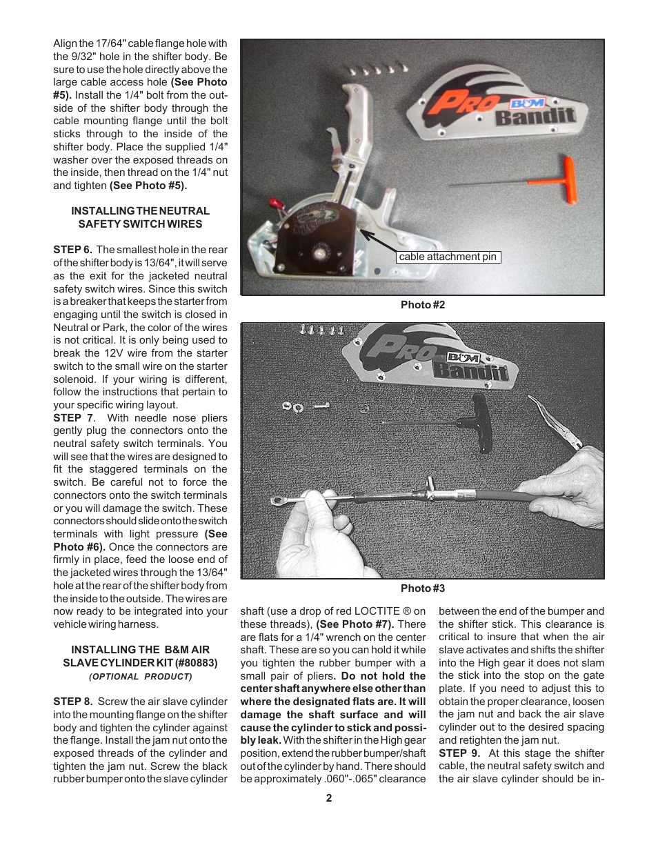 B&M 81111 AUTOMATIC SHIFTER, STEALTH PRO BANDIT MAGNUM WITHOUT ACCESSORIES User Manual | Page 2 / 7