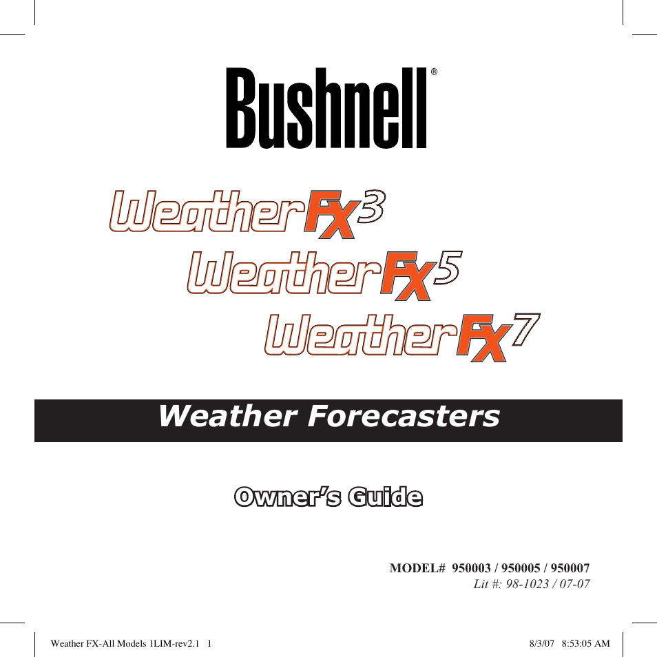 Bushnell 950007 User Manual | 27 pages