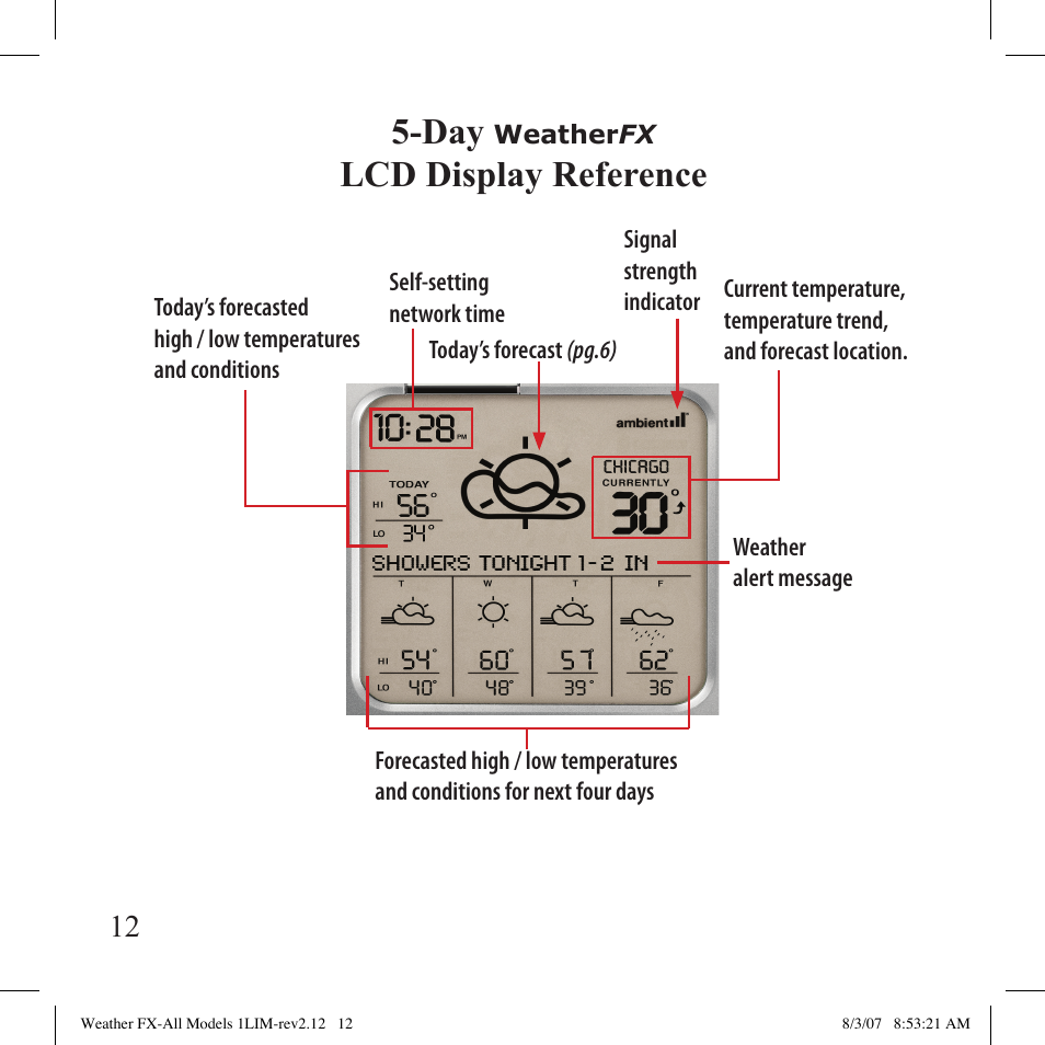 Lcd display reference | Bushnell 950007 User Manual | Page 12 / 27