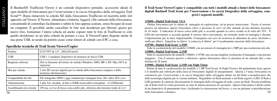 It aliano | Bushnell TRAILSCOUT Nov-00 User Manual | Page 30 / 44