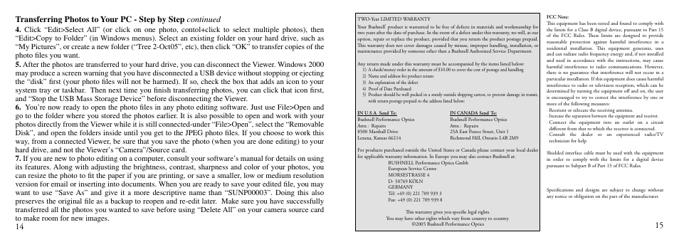 Bushnell TRAILSCOUT Nov-00 User Manual | Page 8 / 44