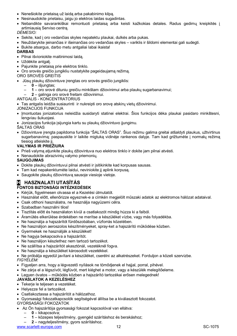 Scarlett SC-1075 User Manual | Page 12 / 15