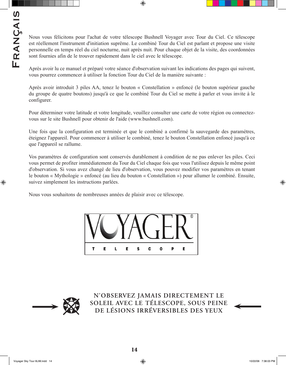 Français | Bushnell 78-9960 User Manual | Page 14 / 74