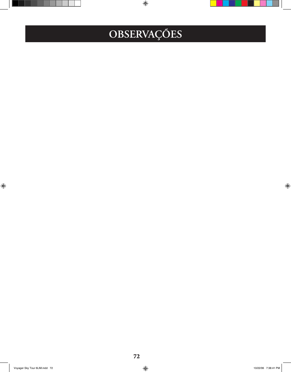 Observações | Bushnell 78-9960 User Manual | Page 72 / 74