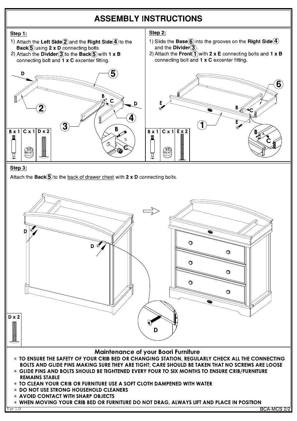 Bca-mcs说明书 cs2 (1)-2 | Boori Madison Changing Station for G3D BC-MCS User Manual | Page 4 / 4