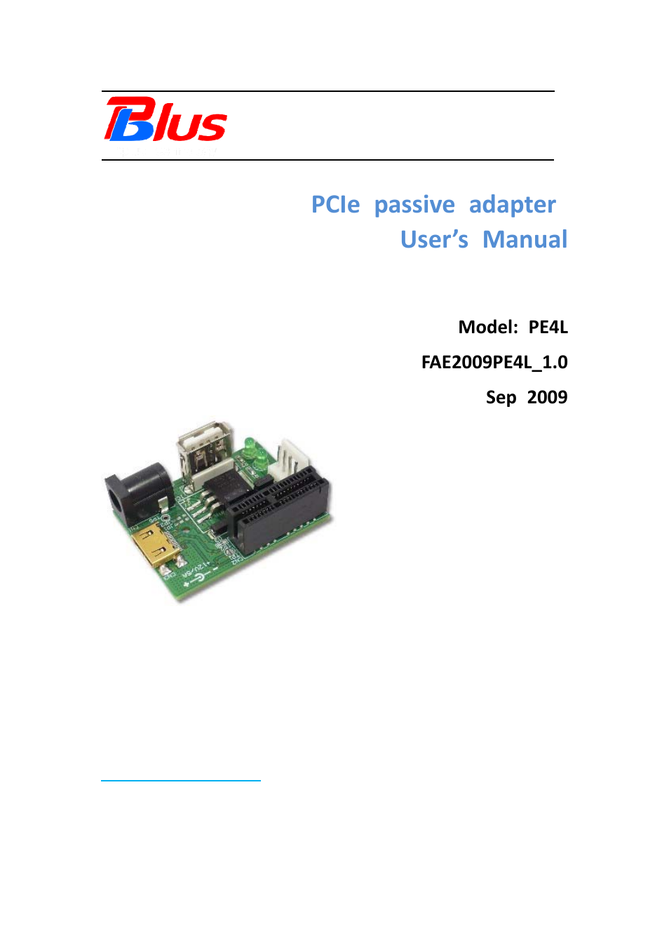Bplus PE4L User Manual | 9 pages