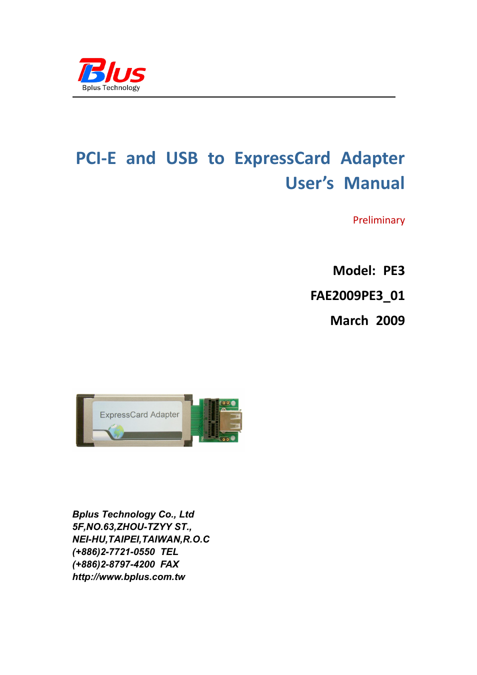 Bplus PE3 User Manual | 8 pages