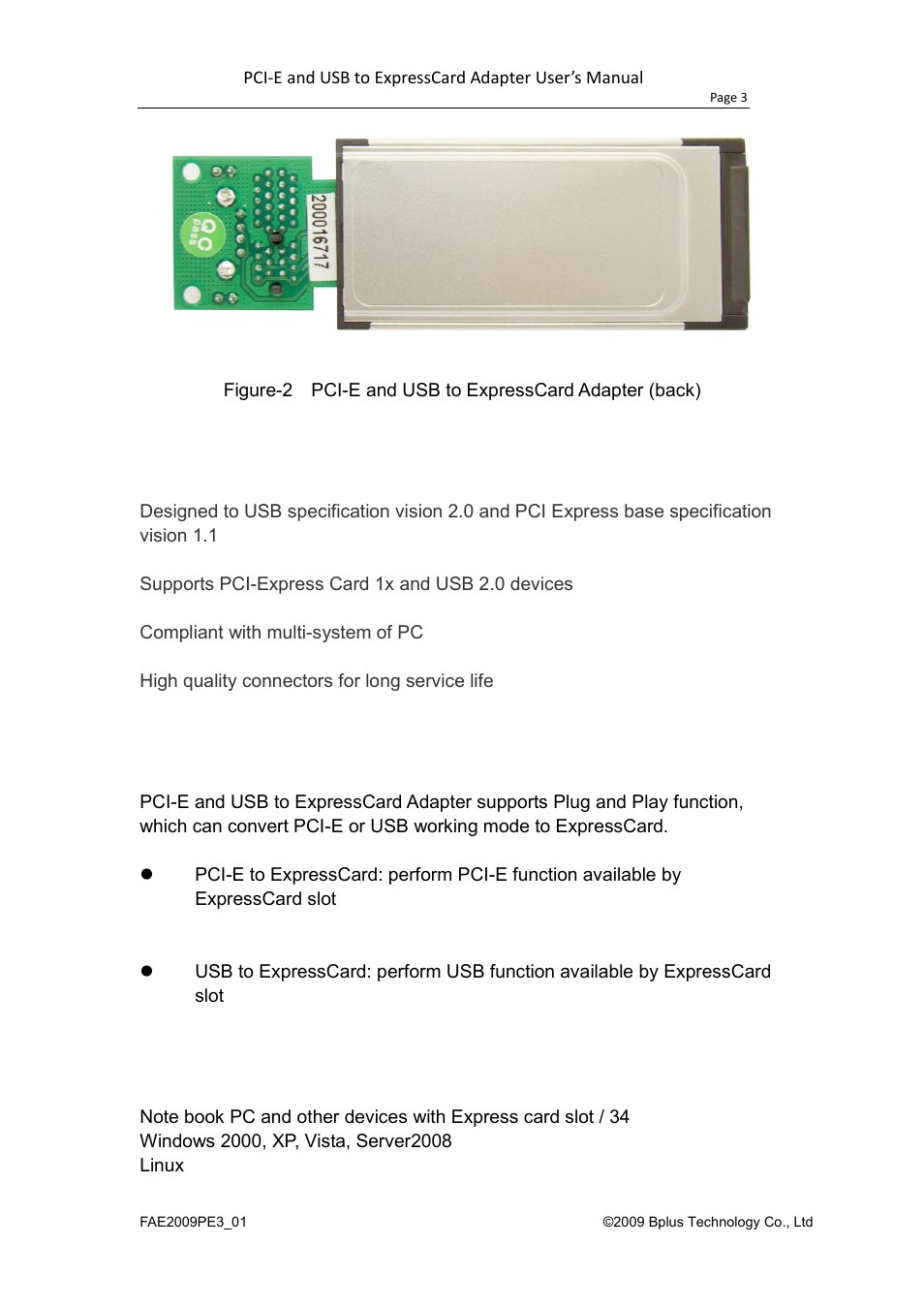 0 features, 0 working mode, 0 system requirement | Bplus PE3 User Manual | Page 4 / 8