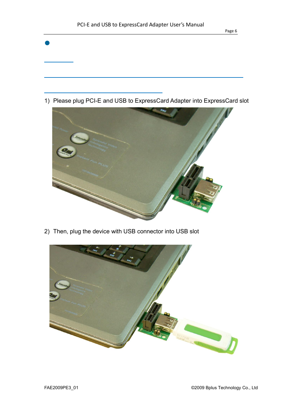 Usb to expresscard mode | Bplus PE3 User Manual | Page 7 / 8