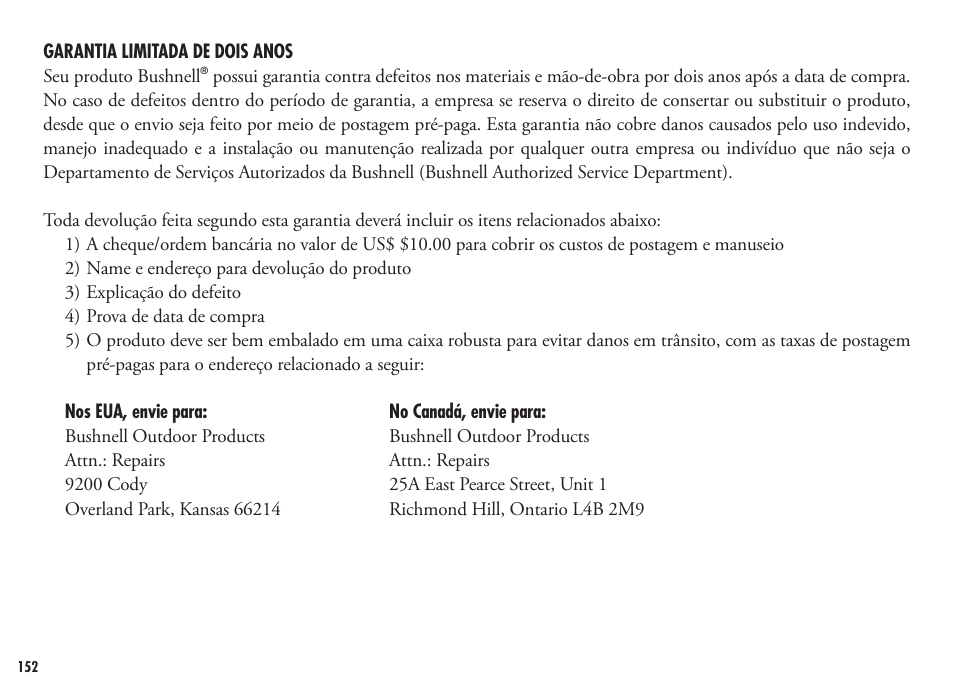 Bushnell FUSION 1600 201250 User Manual | Page 152 / 156