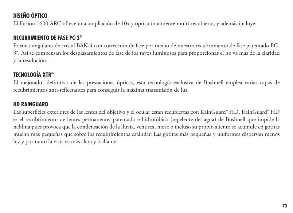 Bushnell FUSION 1600 201250 User Manual | Page 73 / 156