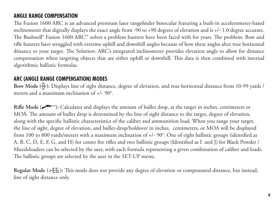Bushnell FUSION 1600 201250 User Manual | Page 9 / 156