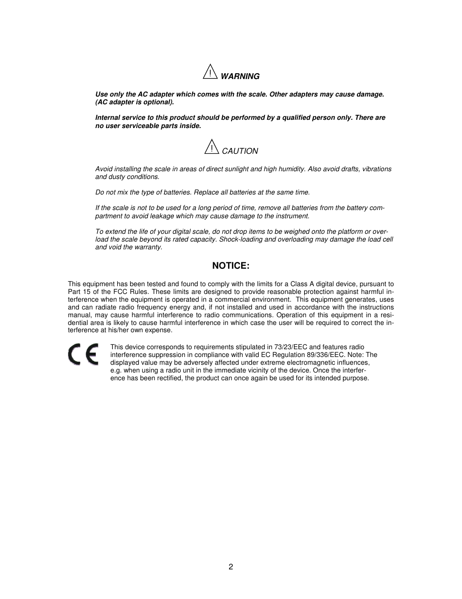 Notice | Salter Brecknell 302BP User Manual | Page 2 / 6