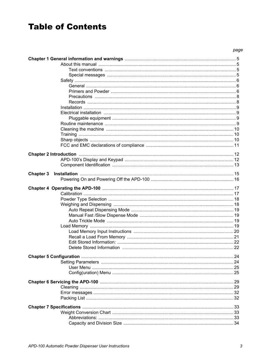 Salter Brecknell APD-100 User Manual | Page 3 / 36