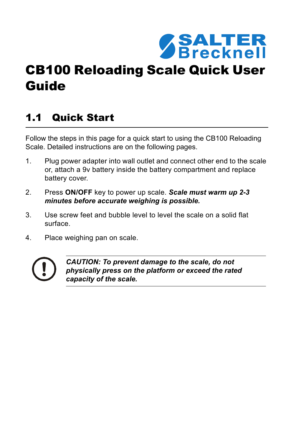 Salter Brecknell CB100 User Manual | 8 pages