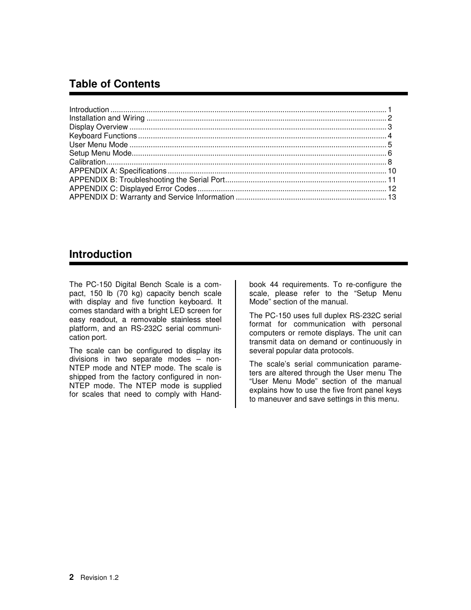 Salter Brecknell PC150 User Manual | Page 2 / 13