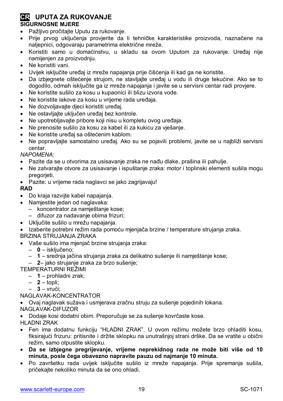 Scarlett SC-1071 User Manual | Page 19 / 21