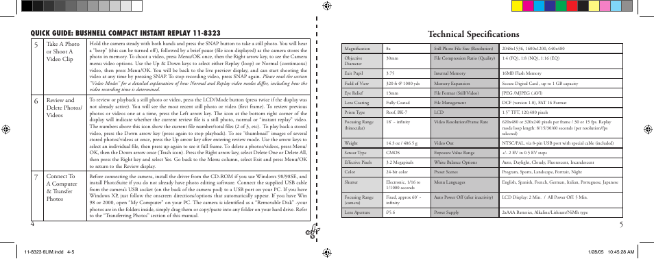Technical speciﬁcations | Bushnell 11-8323 User Manual | Page 3 / 73