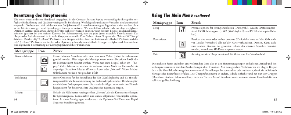 Benutzung des hauptmenüs, Using the main menu | Bushnell 11-8323 User Manual | Page 43 / 73