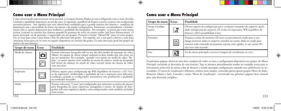 Como usar o menu principal | Bushnell 11-8323 User Manual | Page 67 / 73