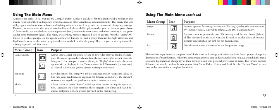 Using the main menu | Bushnell 11-8323 User Manual | Page 7 / 73