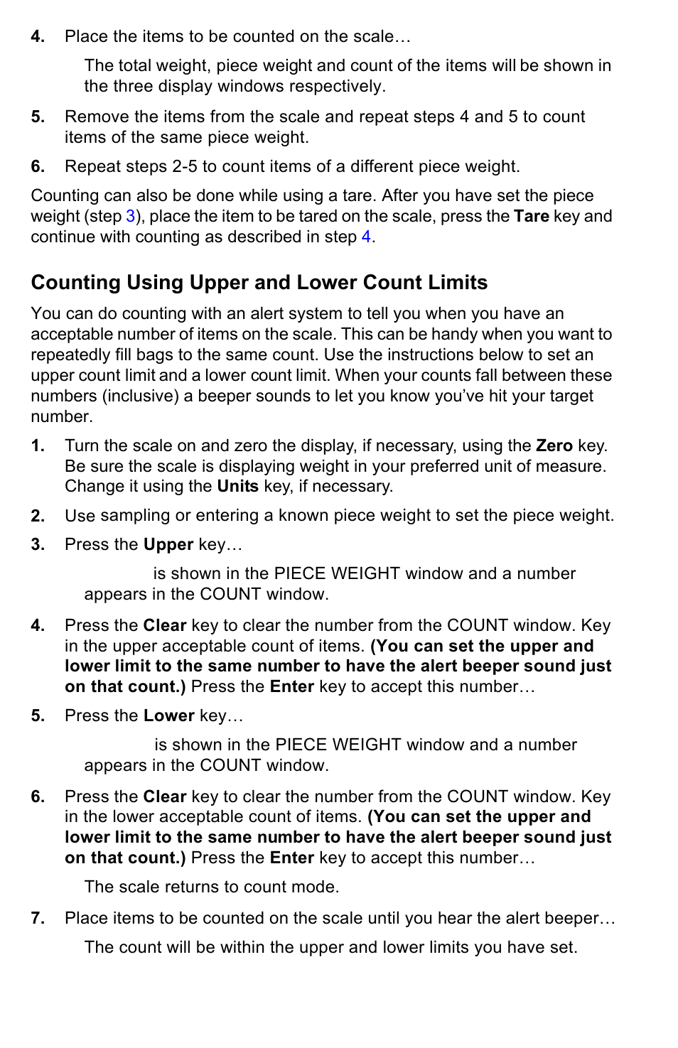 Counting using upper and lower count limits | Salter Brecknell B120 User Manual | Page 10 / 19