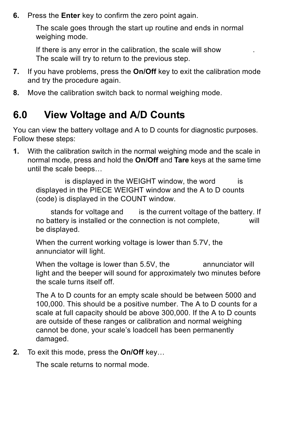 0 view voltage and a/d counts | Salter Brecknell B120 User Manual | Page 14 / 19