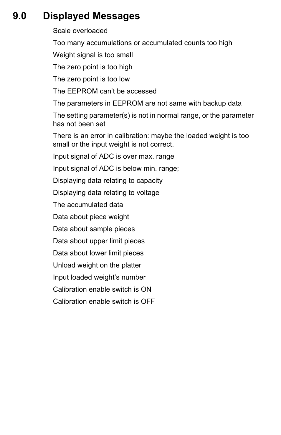 0 displayed messages | Salter Brecknell B120 User Manual | Page 16 / 19