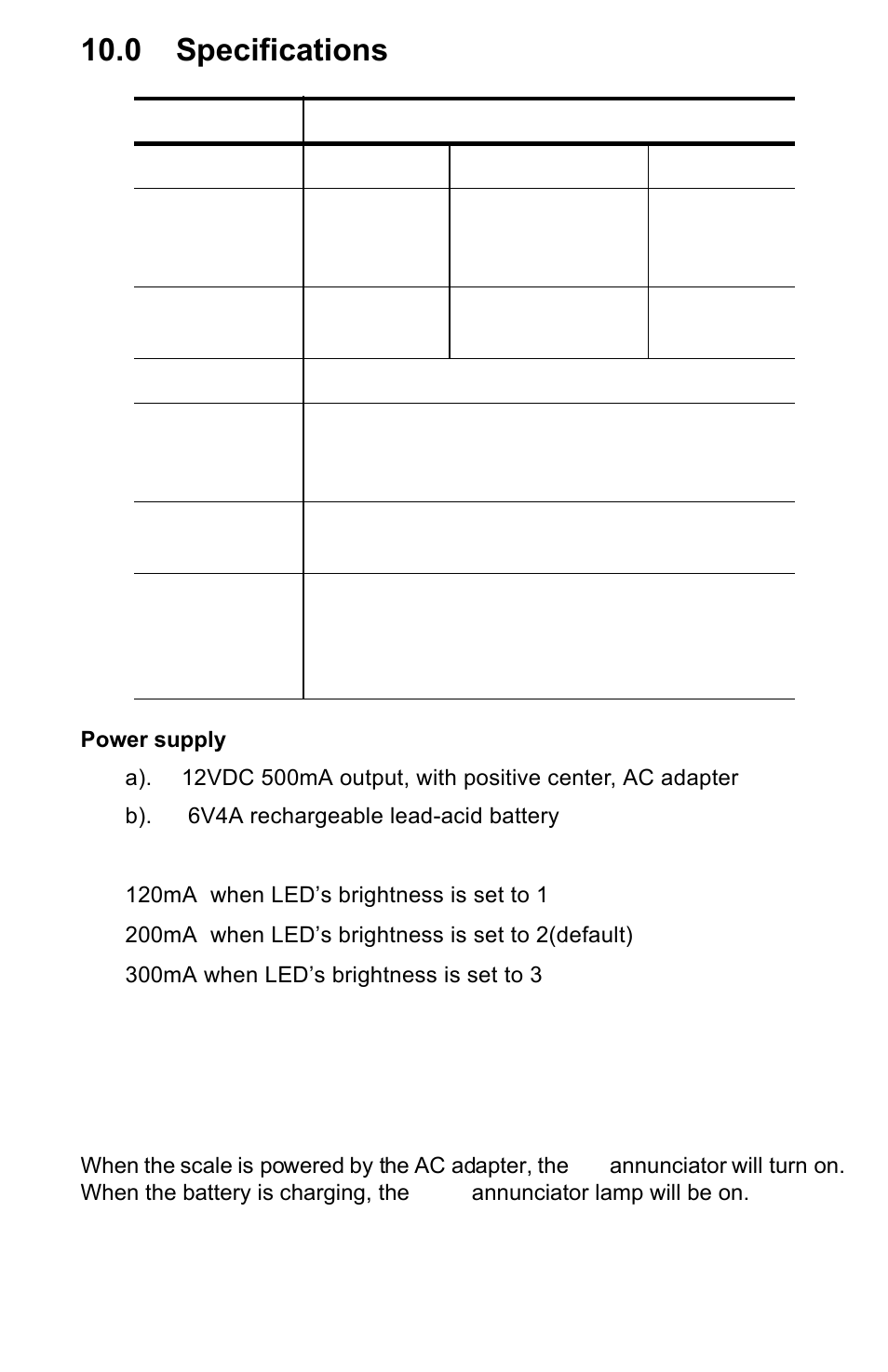 0 specifications | Salter Brecknell B120 User Manual | Page 17 / 19
