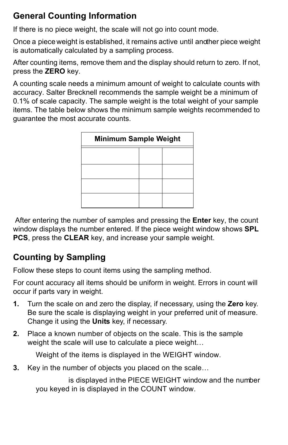 General counting information, Counting by sampling | Salter Brecknell B120 User Manual | Page 8 / 19