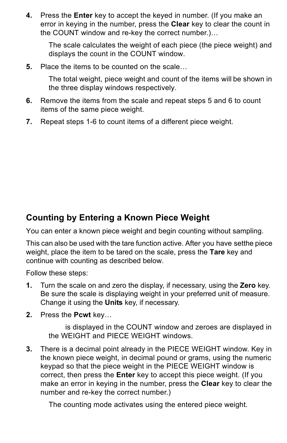 Counting by entering a known piece weight | Salter Brecknell B120 User Manual | Page 9 / 19