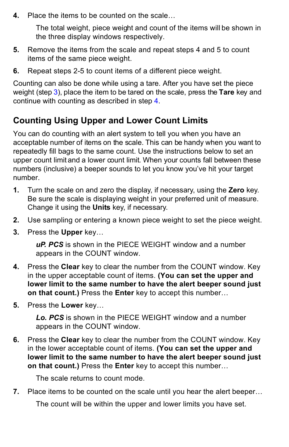 Counting using upper and lower count limits | Salter Brecknell B130 User Manual | Page 13 / 22