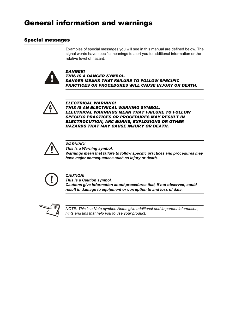 General information and warnings, Special messages | Salter Brecknell B130 User Manual | Page 2 / 22