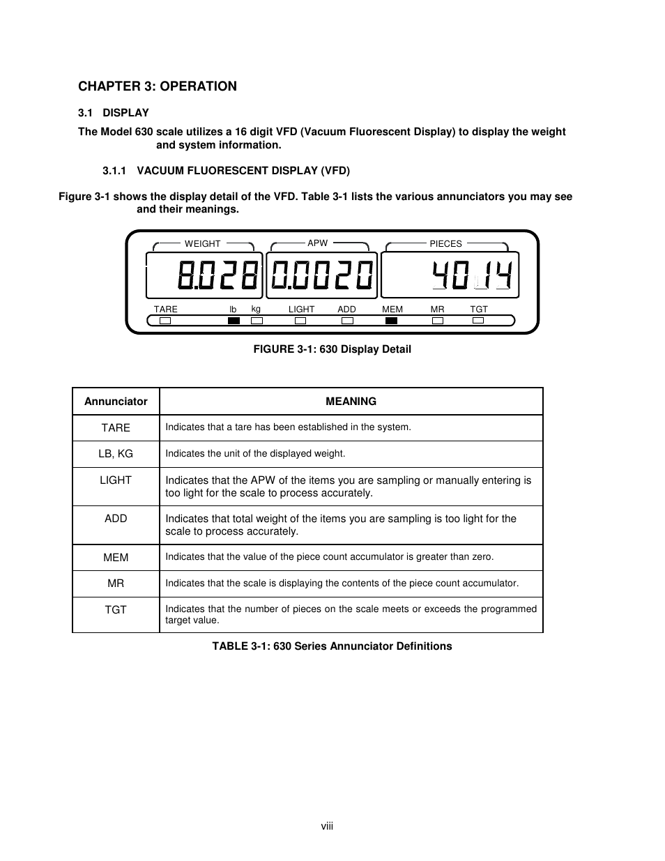 Chapter 3: operation | Salter Brecknell 630 User Manual | Page 8 / 24