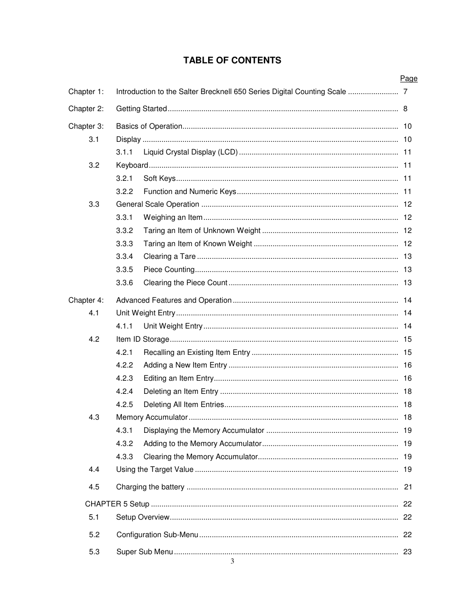 Salter Brecknell 650 User Manual | Page 3 / 43
