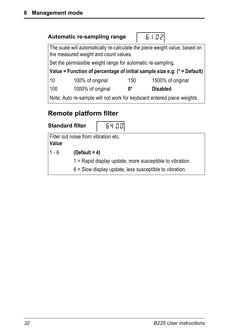 Remote platform filter | Salter Brecknell B225 User Manual | Page 32 / 44