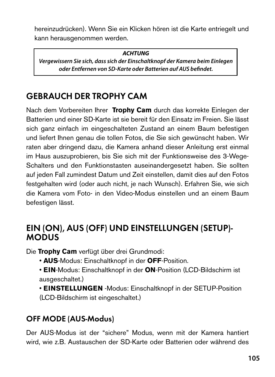 Gebrauch der trophy cam | Bushnell Trophy Cam 119445 User Manual | Page 105 / 200