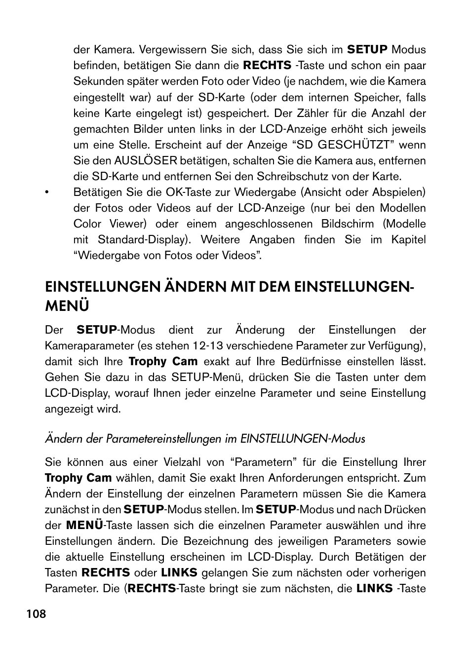 Einstellungen ändern mit dem einstellungen- menü | Bushnell Trophy Cam 119445 User Manual | Page 108 / 200