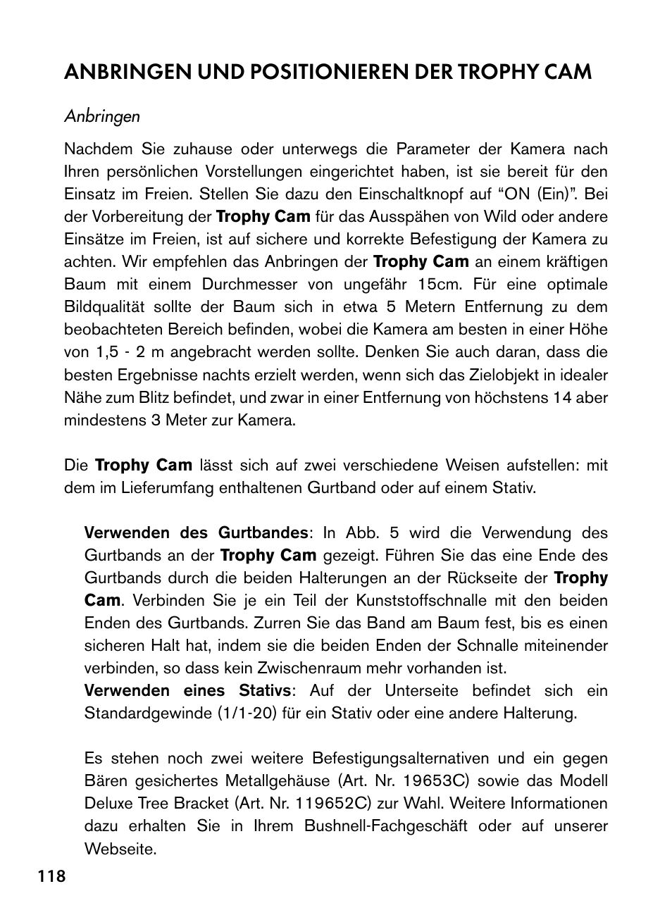 Anbringen und positionieren der trophy cam | Bushnell Trophy Cam 119445 User Manual | Page 118 / 200