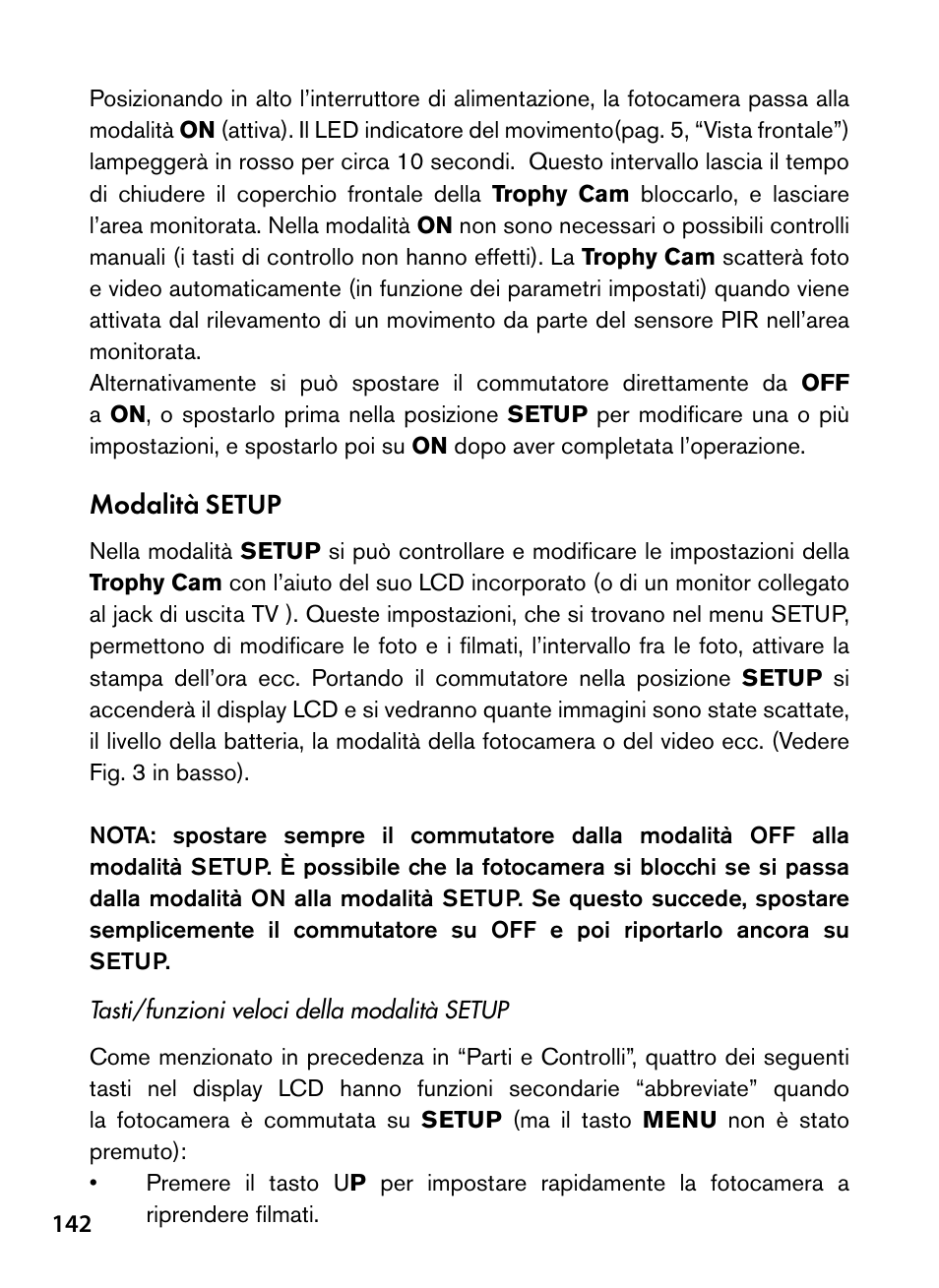 Modalità setup | Bushnell Trophy Cam 119445 User Manual | Page 142 / 200