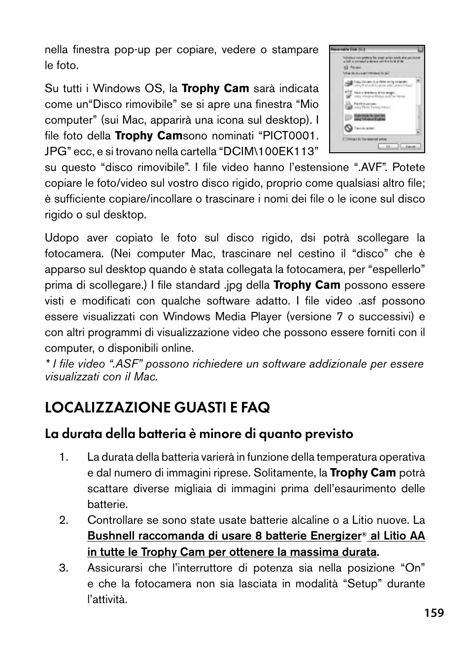 Localizzazione guasti e faq | Bushnell Trophy Cam 119445 User Manual | Page 159 / 200