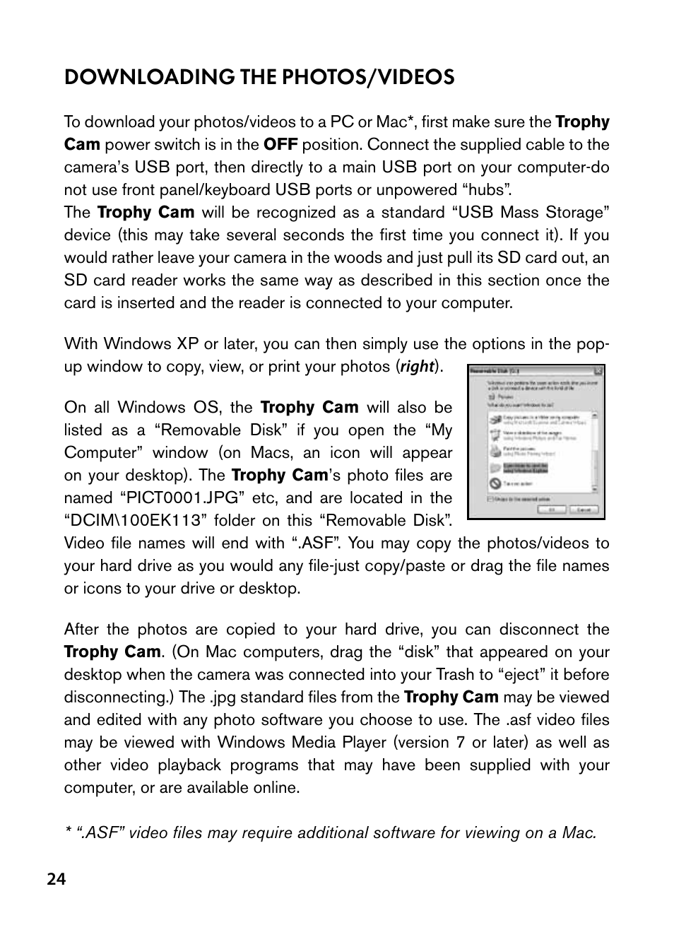 Downloading the photos/videos | Bushnell Trophy Cam 119445 User Manual | Page 24 / 200