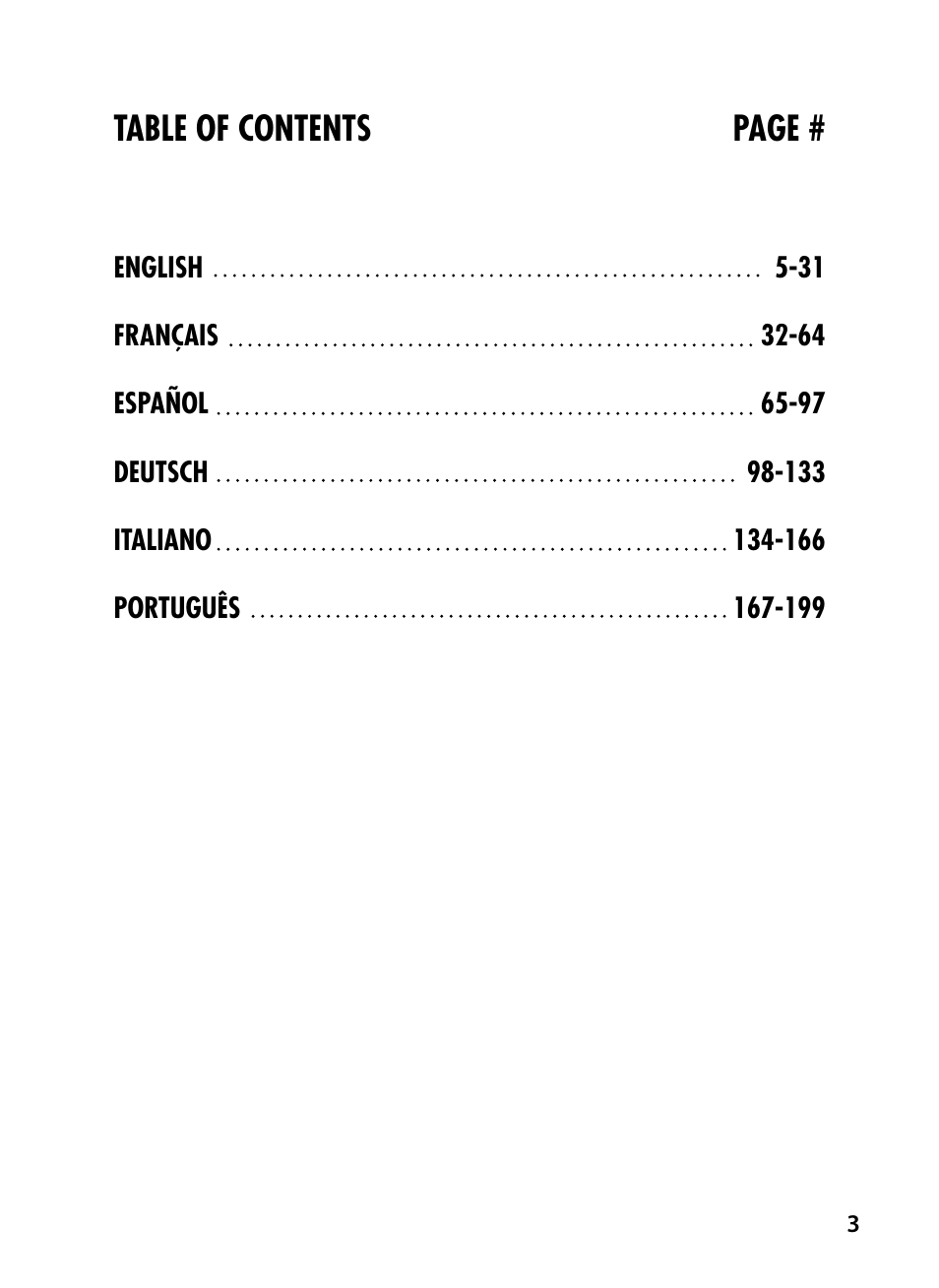 Table of contents page | Bushnell Trophy Cam 119445 User Manual | Page 3 / 200