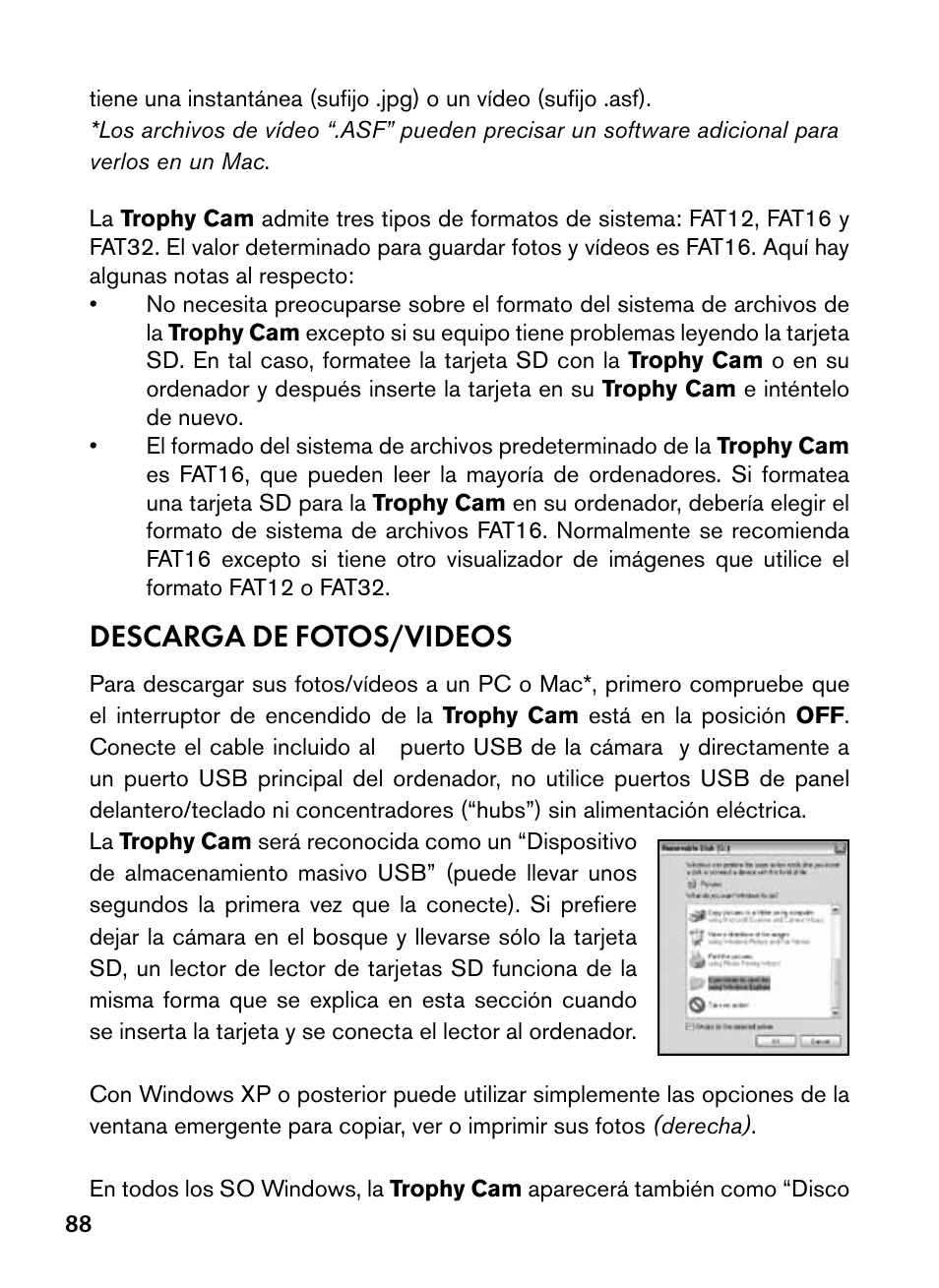 Descarga de fotos/videos | Bushnell Trophy Cam 119445 User Manual | Page 88 / 200