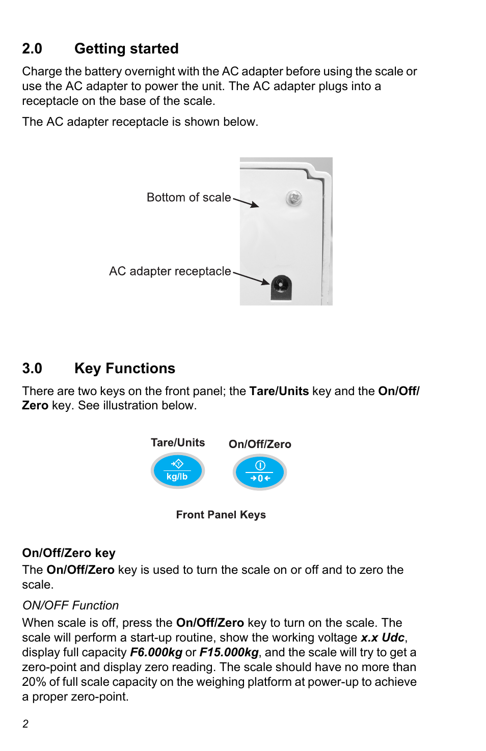 0 getting started, 0 key functions | Salter Brecknell 405 User Manual | Page 2 / 12