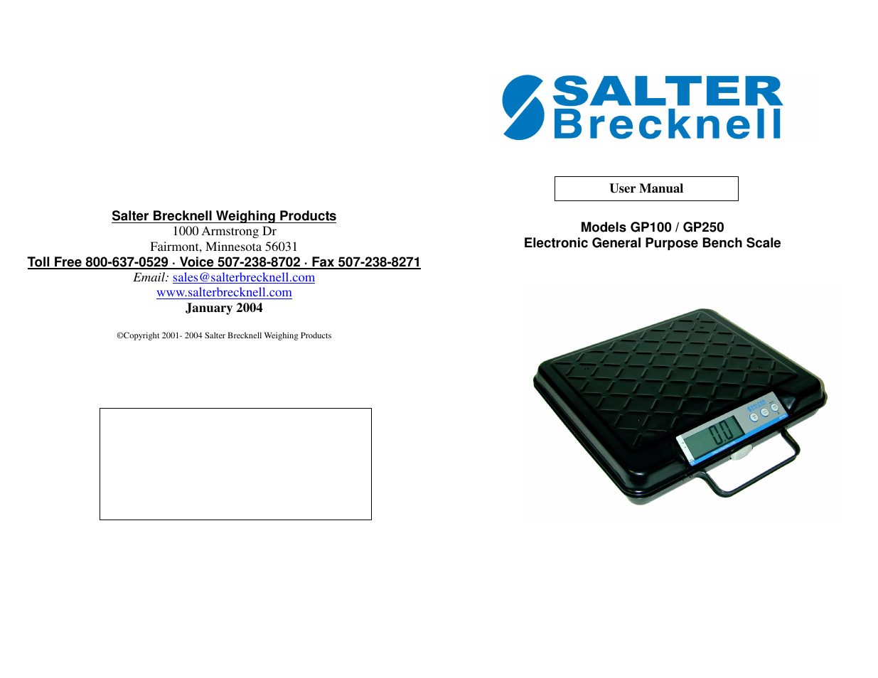 Salter Brecknell GP250 User Manual | 13 pages