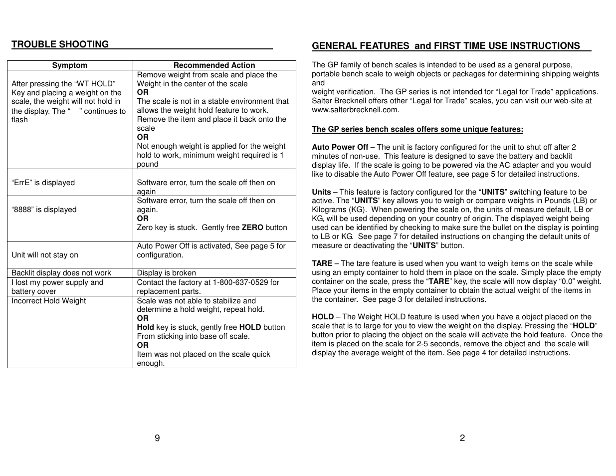 Salter Brecknell GP250 User Manual | Page 11 / 13